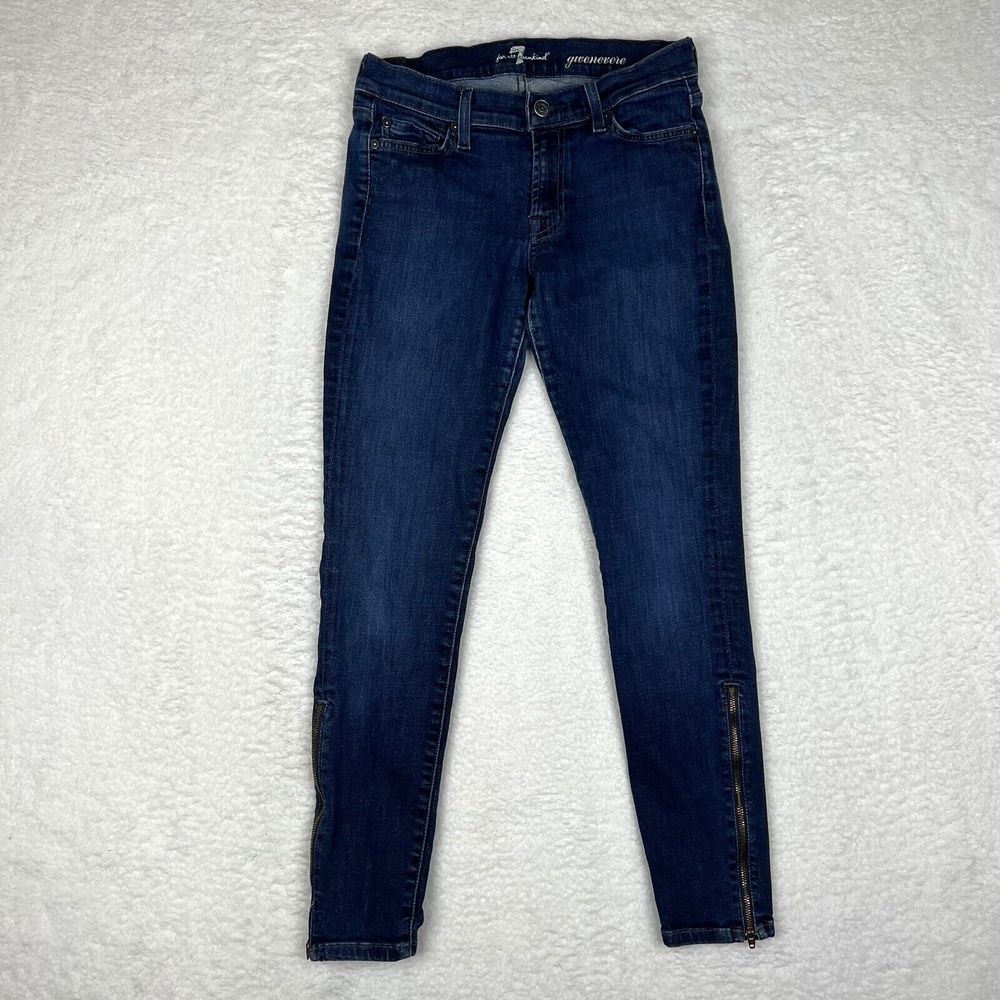 7‎ For All Mankind Jeans Womens 27 Blue Wash Denim Gwenevere Skinny Ankle Zip